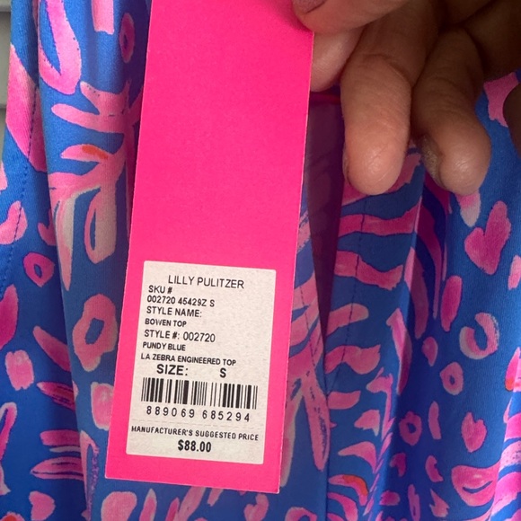 NWT Lilly Pulitzer S Bowen Chain Halter Top Pundy Blue La Zebra Engineered - Picture 8 of 10